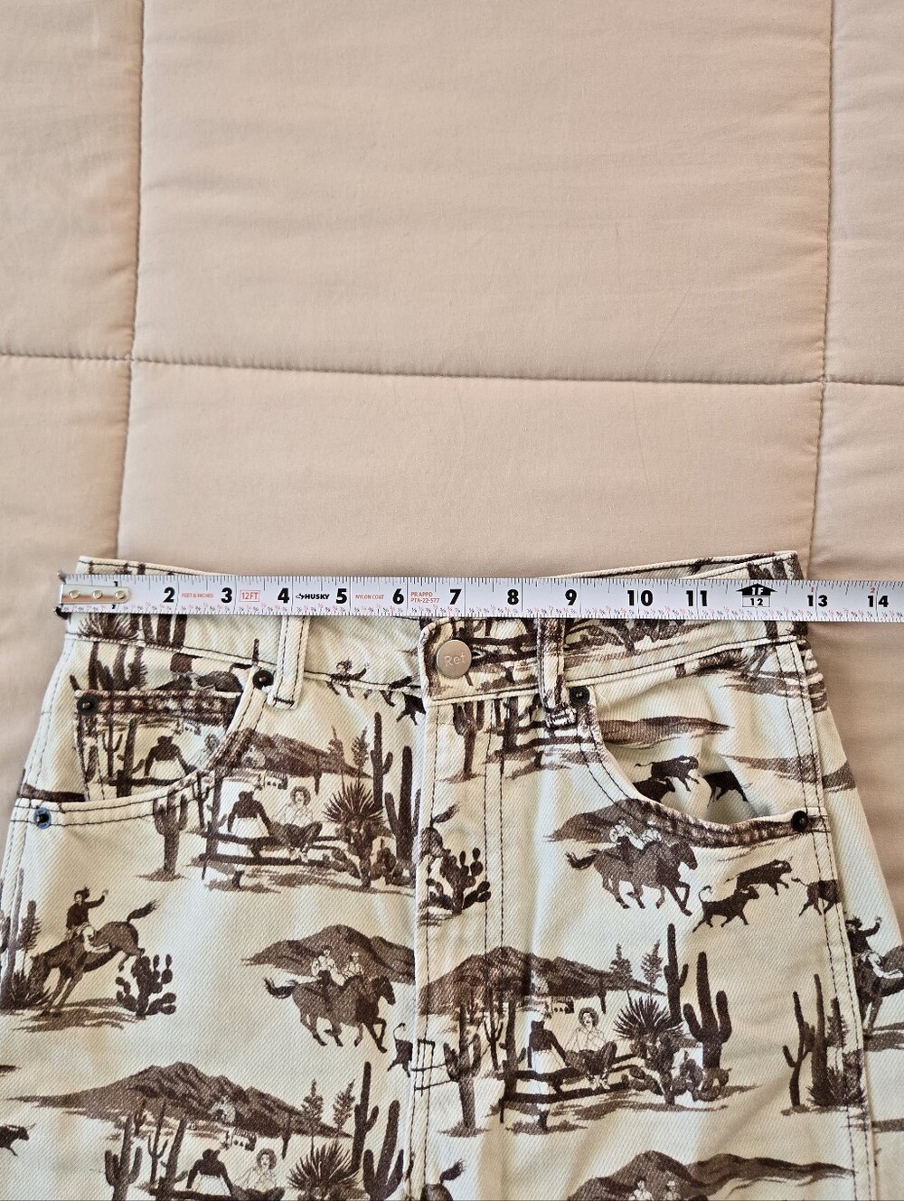 Reformation Sonora High Rise Straight Jeans Cowboy Toile Western Print Size 24 - Picture 9 of 10